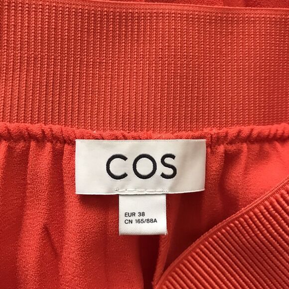 COS Bright Orange Pleated Mid Rise Chiffon Bold Flowy Minimal Midi Skirt - 38 S - Picture 9 of 9